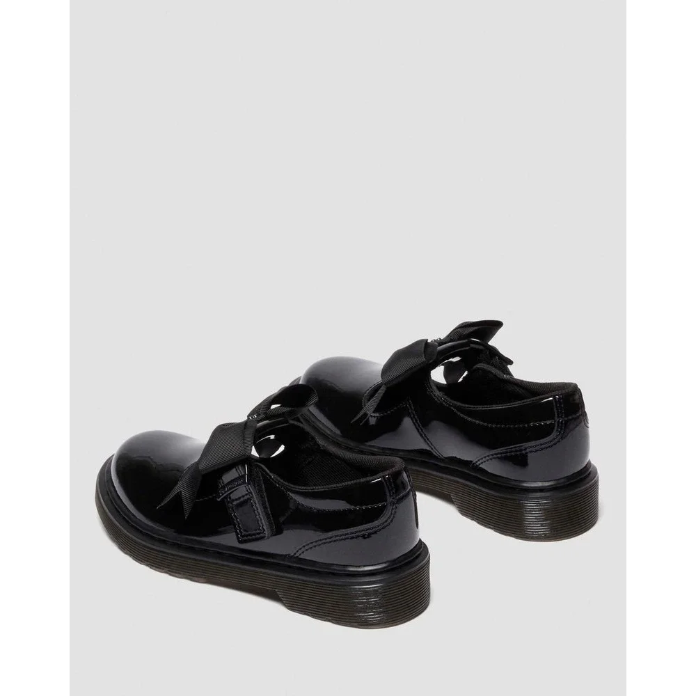 Dr. Martens Polley II Bow Patent Leather Mary Jane Shoes Black Youth Girls 5‎